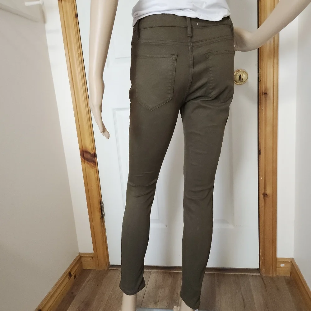 Frame denim Women Le High Skinny LHSKCT465 mid rise khaki Green Coated jeans 26 - Picture 10 of 16